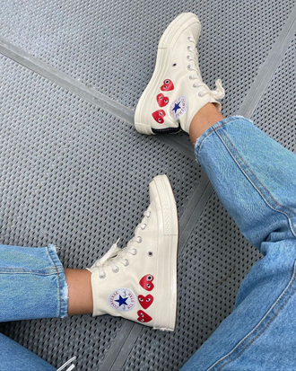 Кеды Converse Play Comme Des Garcons белые высокие