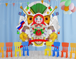 НФ-00003454 Занавес для сцены &quot;Матрешка&quot; (2,8*4,5м)