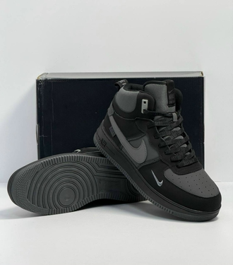 Nike Air Force 1 Mid Grey Black  Зимние