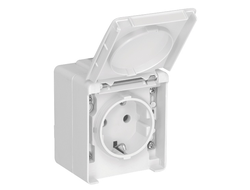 Розетка 2К+З с заземлением и крышкой IP65 накладного монтажа, белая Efapel Waterproof 48131 CBR