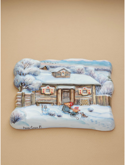 Деревенский дворик зима (панно)