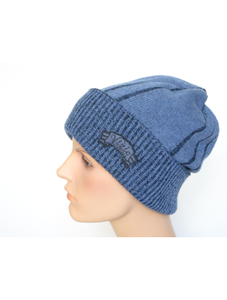 Шапка с отворотом вязаная женская Vizio Италия 104 CRY голубая
