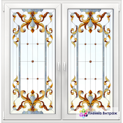 Витражная пленка, витражная пленка самоклеющаяся, пленочный витраж с классическим рисунком матовая