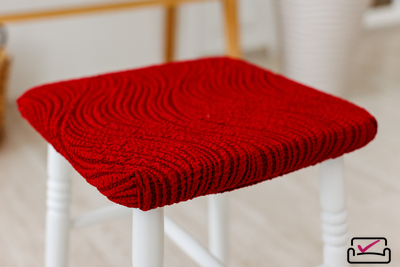Чехол на табурет Жаккард Волна  Бордовый (2 ШТУКИ). Россия