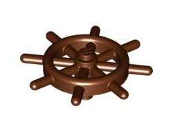 Boat, Ships Wheel with Slotted Pin, Reddish Brown (4790b / 4548857 / 6278548)