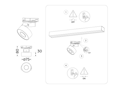 Трековый однофазный светодиодный светильник GL 6861 WH белый LED 10W 4200K D75*80