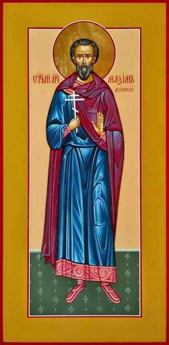 Максим Кизический, святой мученик. Рукописная мерная икона.