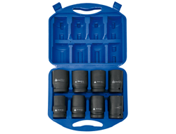 Набор глубоких торцевых головок 1", шестигранные, 24-41 мм, для мультипликатора,  8 предметов МАСТАК 100-68008C