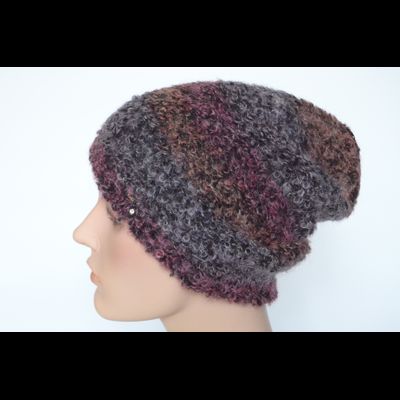 Вязаная лохматая шапка женская  Vizio Италия 6957 бордовая