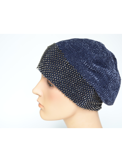 Берет итальянский Vizio 1229 B синий со стразами