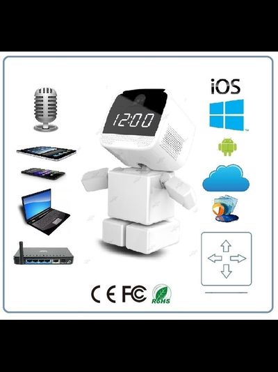 DE-WMrobot-clock Видеоняня WiFi-LAN видеокамера моторизированная с DVR, HD 960 p (cam360)