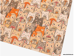 Бумага крафтовая «Котики с подарками», 70 × 100 см
