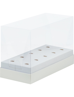 Коробка для КЕЙК-ПОПСОВ ПРЕМИУМ с пластиковой крышкой БЕЛАЯ, 240*110*160 мм