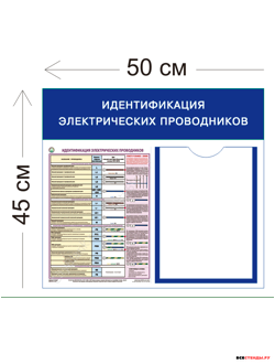 Стенд идентификация электрических проводников 45х50см (1 карман А4 + 1 плакат)