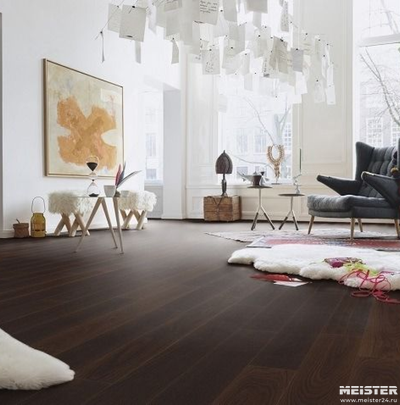 Паркетная доска Meister PS 300 Residence Дуб гармония Закопченный 8052 в интерьере