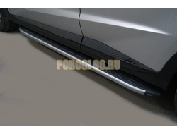 Пороги алюминиевые с пластиковой накладкой (карбон серебро) 1720 мм для Jetour X70 Plus 2023-