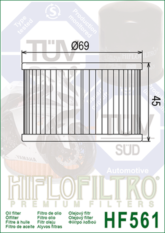 Масляный фильтр HIFLO FILTRO HF561 для Kymco (1541A-KED9-9000)