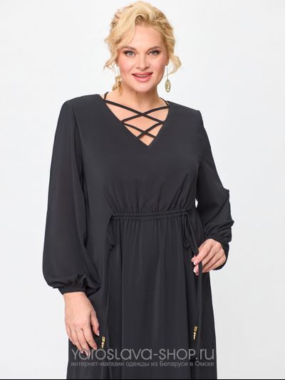 Платье женское из нежного шифона черного цвета