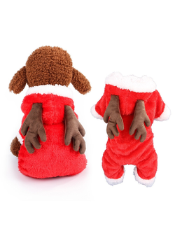 Плюшевый костюм Оленя для собак и кошек Красный