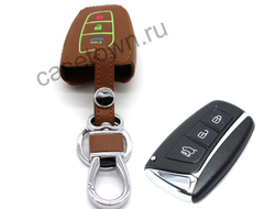 Коричневый чехол для смарт ключа Hyundai santa FE (2012-2018)