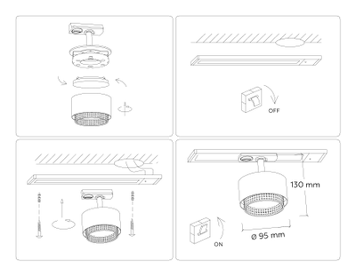 Трековый однофазный светильник со сменной лампой GL 5381 BK/GD черный/золото GX53 max 12W D95*130