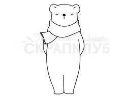 штамп медведь в шарфике