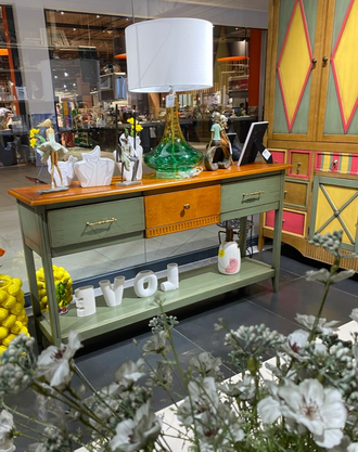 Консоль с 3 ящиками, цвет благородная ель и груша.