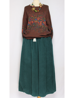 Джемпер ХЛОПОК "РОССЫПЬ ЦВЕТОВ" L-857  шоколад, т.синий до р.52