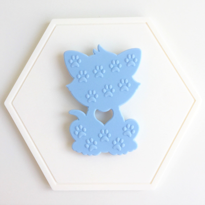 Грызунок из пищевого силикона Котик голубой