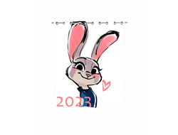 Штора в ванную год Кролика №9