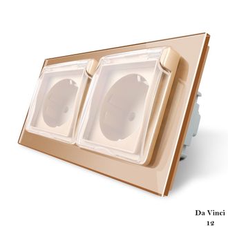 Розетка Livolo двойная влагозащищенная золотого цвета