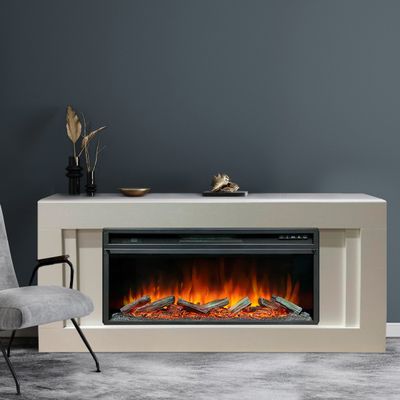 Линейный электрокамин Лайн SL с очагом Vision 42 LOG LED