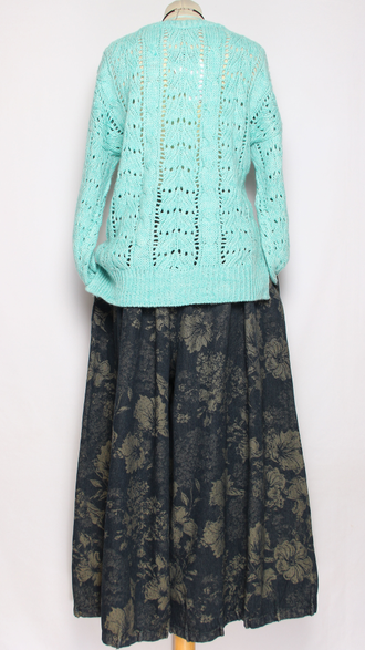 ДЖЕМПЕР "АЖУРНЫЙ" джинс, бирюзовыйр.44-48