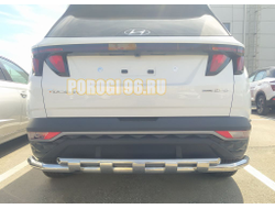 Защита заднего бампера с перемычками d60/42 для Hyundai Tucson 2021-