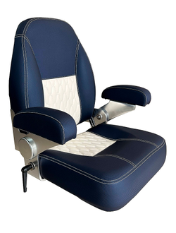 Кресло с подлокотниками и регулировкой наклона спинки, синий с белым