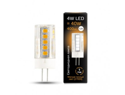 Лампа светодиодная Gauss G4 12V 4W(400lm) 2700K 2K 19x54 керамика/пластик 207307104