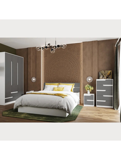 Спальный гарнитур Гавана вариант 1 Белый/Графит Серый (ТЭКС)