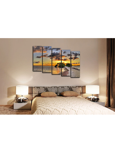 Модульная картина "Закат на озере"