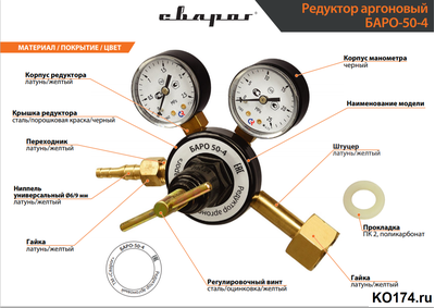 Редуктор аргоновый БАРО 50-4 БАМЗ