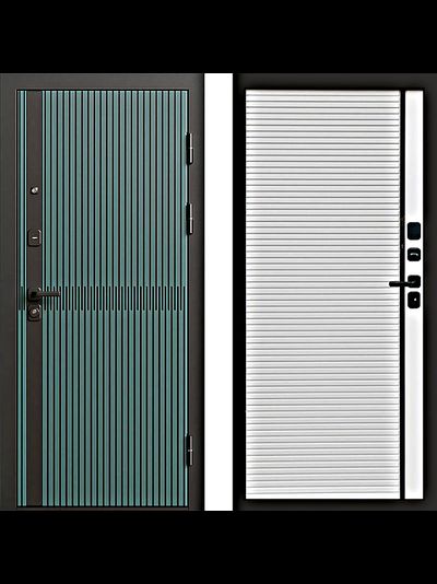 Дверь входная Граунд зеленый бархат с панелью Porte