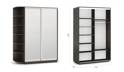 Шкаф-купе Тетрис с зеркалами,  разный размер, венге