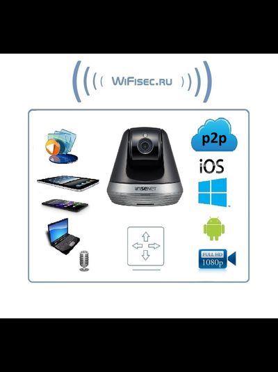 Wisenet SmartCam SNH-V6410PN - Wi-Fi видеоняня/охранная видеокамера, моторизированная с DVR. Full HD