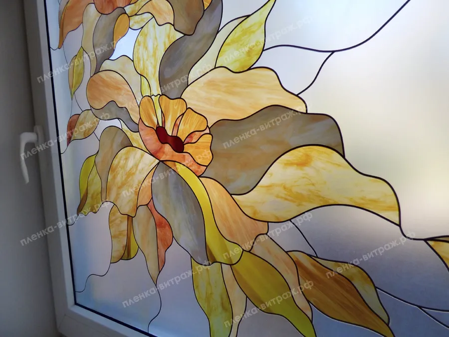 витражная пленка декор цветы-3