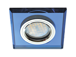 Светильник встраиваемый Ecola DL1651 MR16 GU5.3 квадратный стекло Голубой/Хром 25x90x90 FL1651EFF