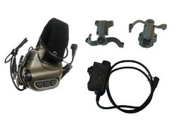 Активные наушники Earmor M32 MOD4 + крепеж на шлем чебурашки + кнопка PTT Baofeng / Kenwood M52