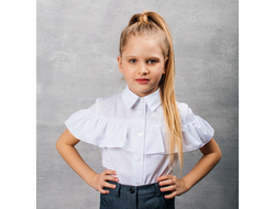 Д 5290 Блузка короткий рукав Рюша р.122-158