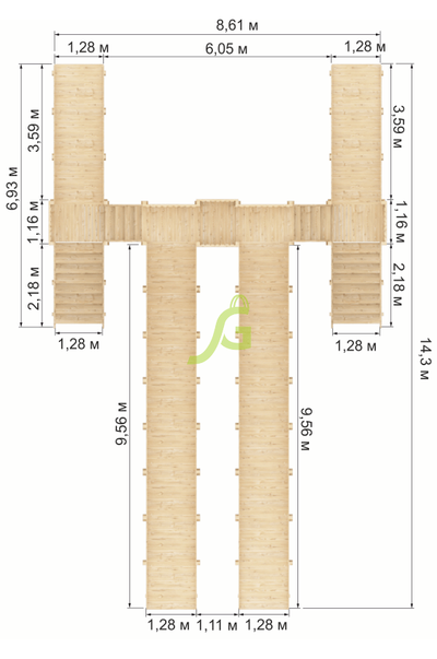 Зимняя горка "IgraGrad Snow Fox", 4 ската, без окраски