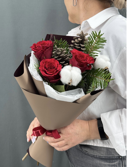 Букет новогодний  с хлопком
