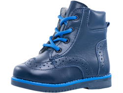 Ботинки "Котофей" синий натуральная кожа / подклад-байка арт:152207-35 размеры:22