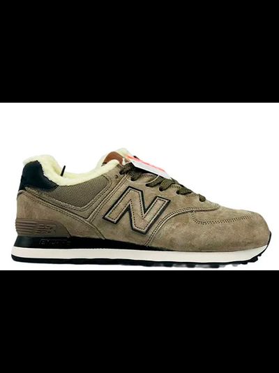 New Balance 574 Olive With Fur с мехом